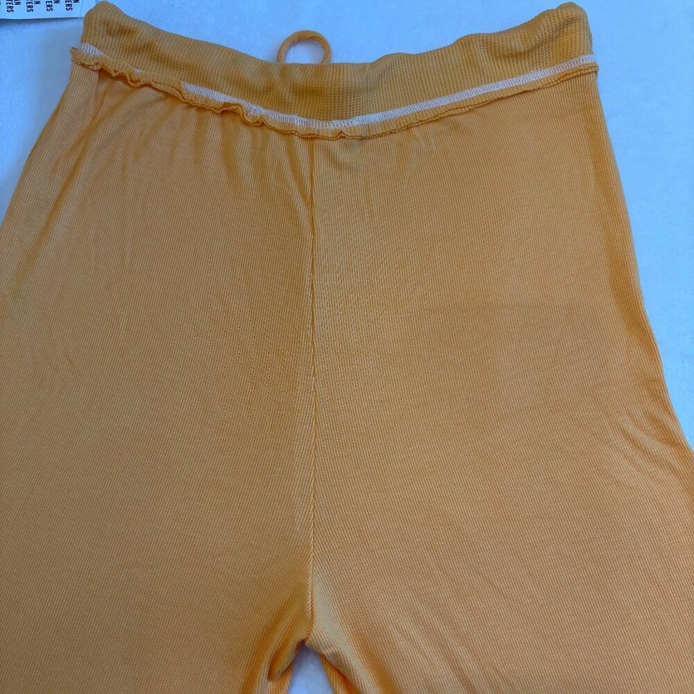Out From Under Y2K Yellow Boho Ribbed Wide-Leg Loungewear Drawstring Pants L - Picture 9 of 12